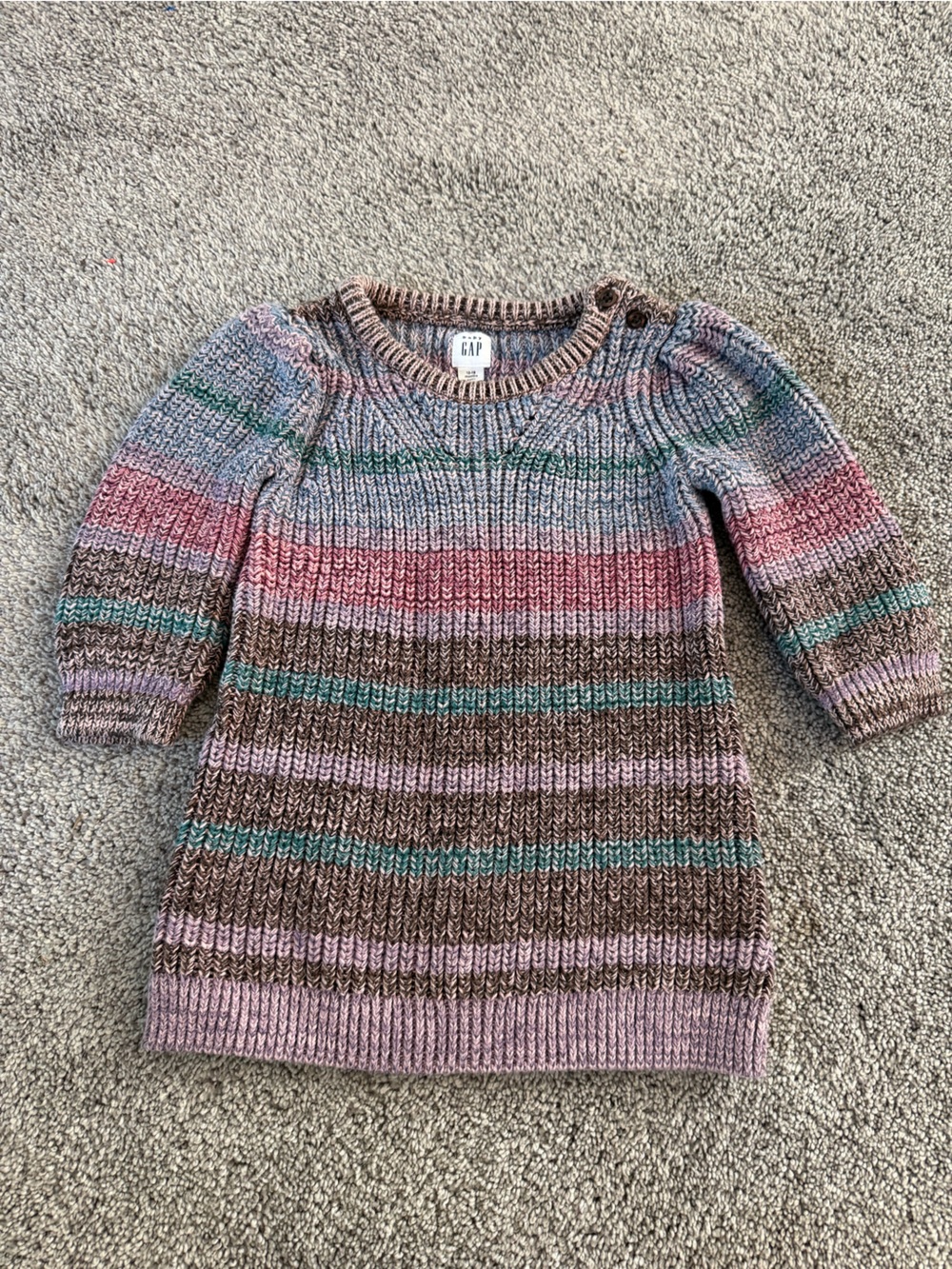 GAP Striped Scoop-Neck Sweater in Brown, Pink, Blue & Lavender